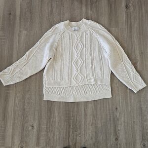 3.1 Phillip Lim Sweater Women Sz M Ivory 100% Wool Chunky Fisherman Knit